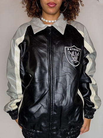 Bomber en cuir NFL - RAIDERS M vintage