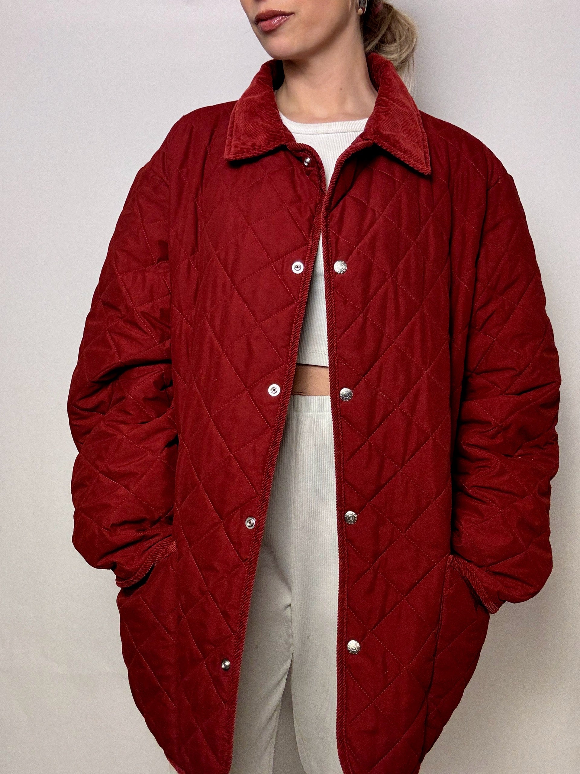 Vintage XL Burgunder Steppjacke