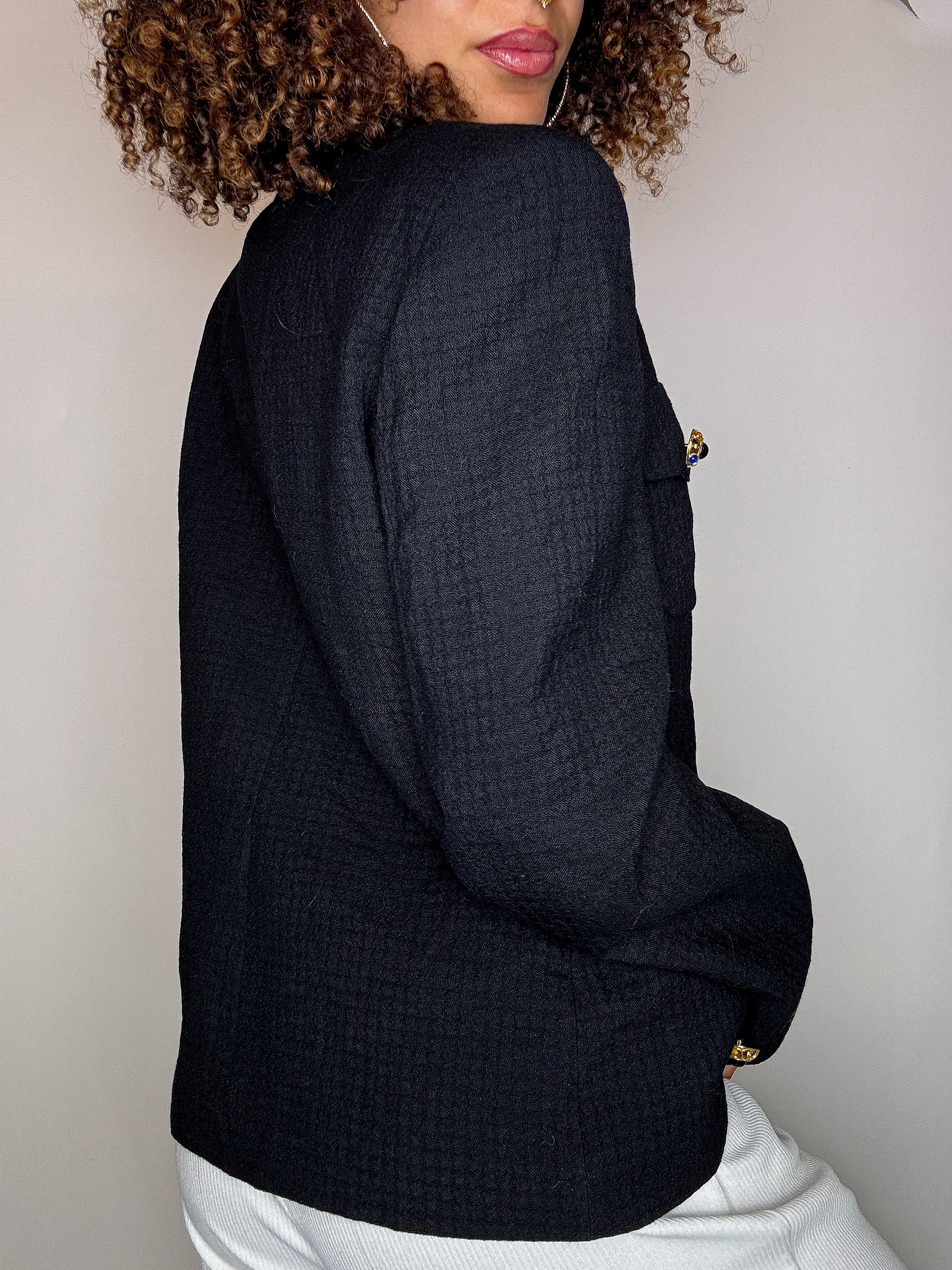 Blazer noir avec bouton bijoux M vintage