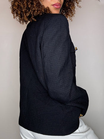 Blazer noir avec bouton bijoux M vintage