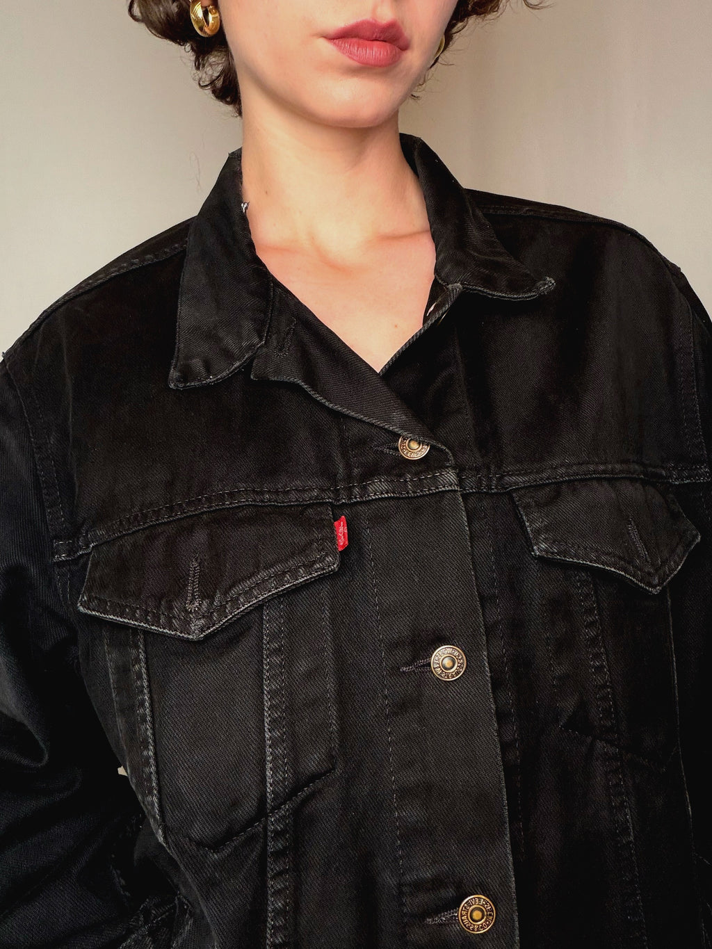 Veste en jean noire Levi's L vintage