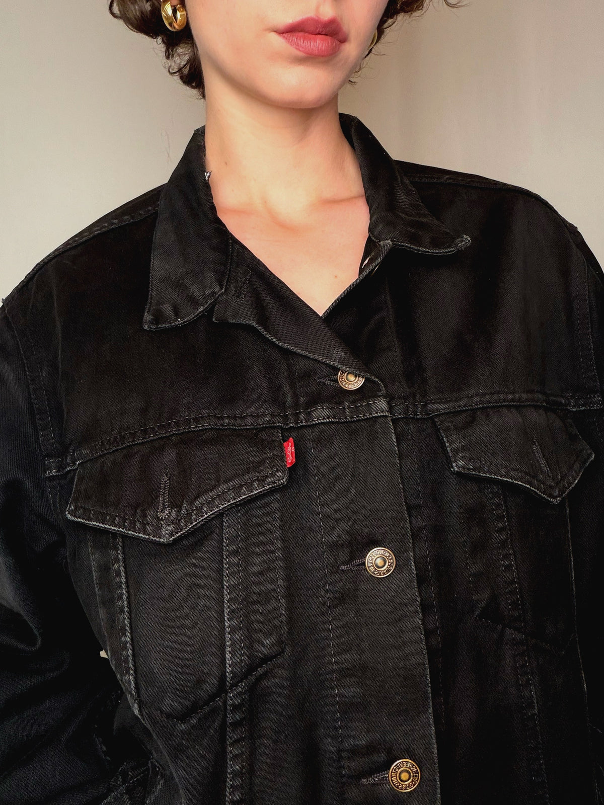 Veste en jean noire Levi's L vintage