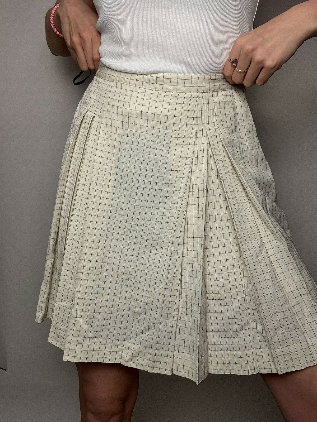 Jupe plissée à carreaux jaune S vintage