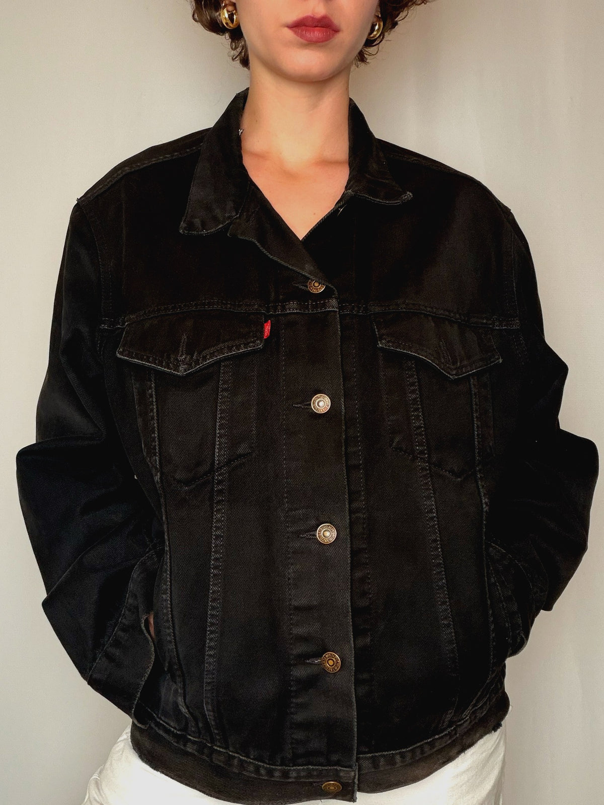 Veste en jean noire Levi's L vintage
