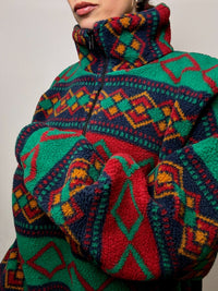 Vintage XL Green and Red Graphic Thick Fleece