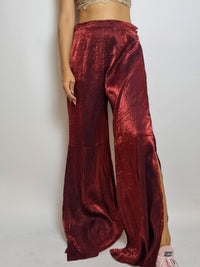 Pantalon vintage satiné bordeaux M