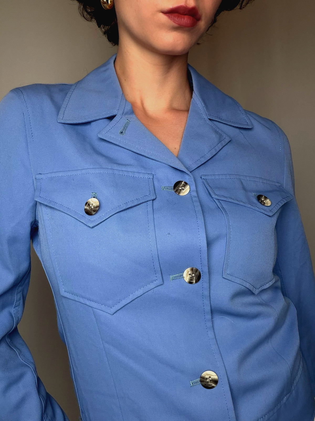 Veste fittée bleu S vintage
