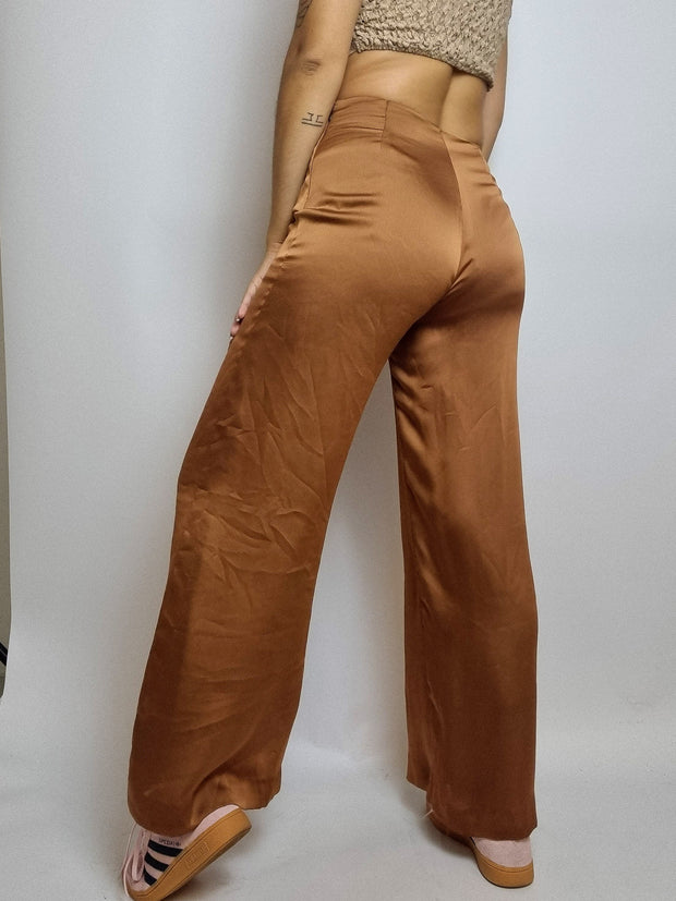 Pantalon vintage satiné beige S/M