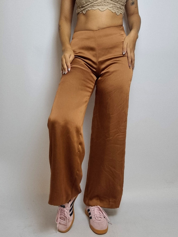 Pantalon vintage satiné beige S/M