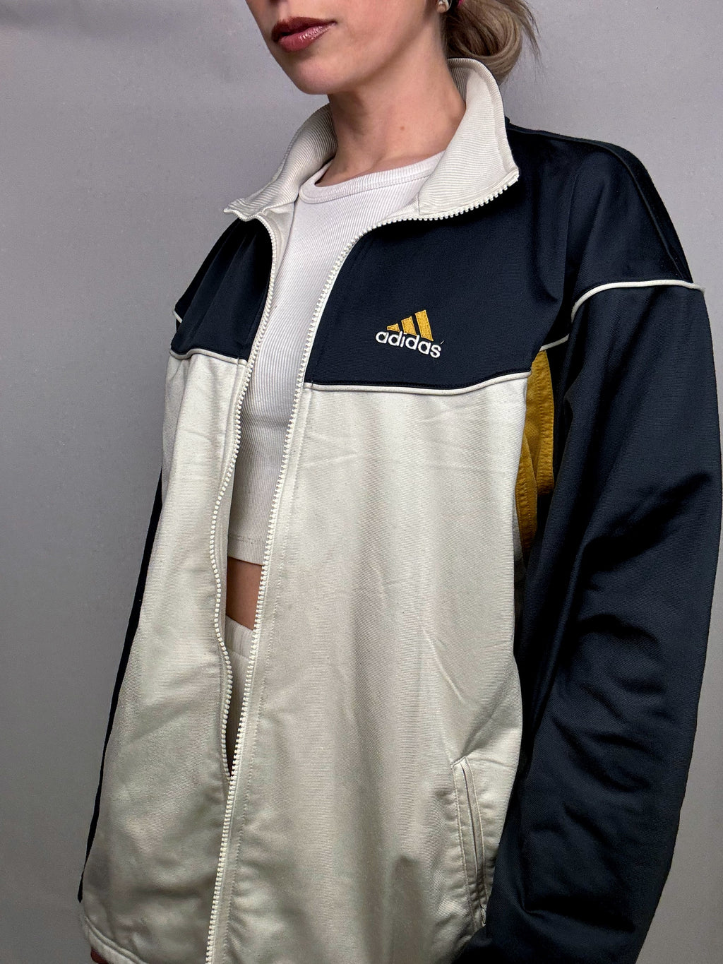 Vintage ADIDAS XL tri-color nylon jacket