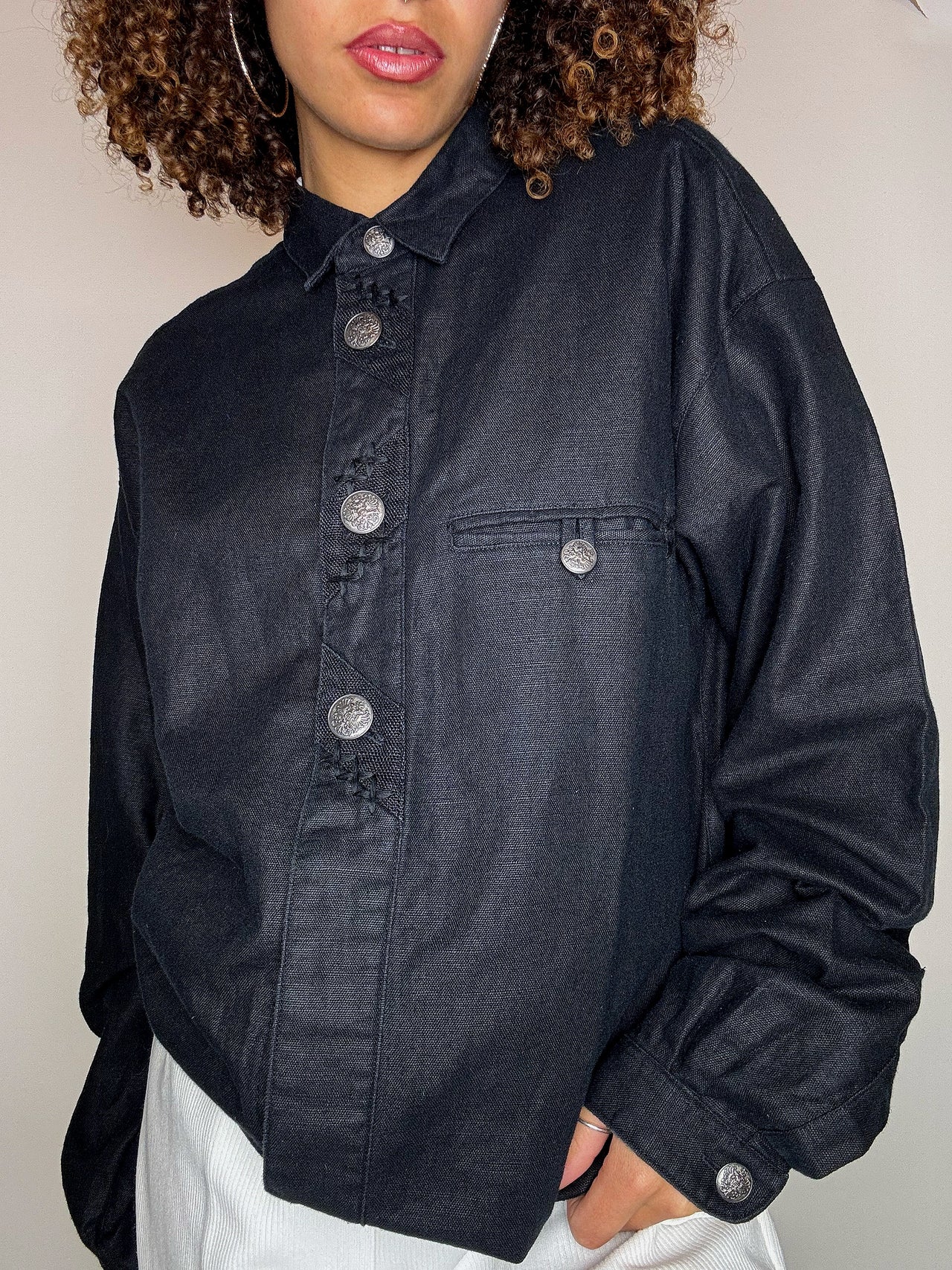 Chemise épaisse à bouton bijoux