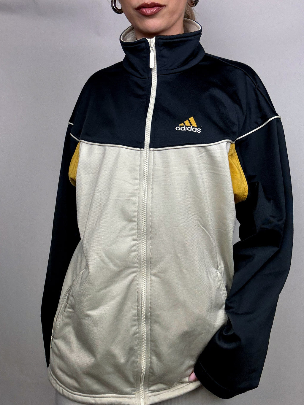 Vintage ADIDAS XL tri-color nylon jacket