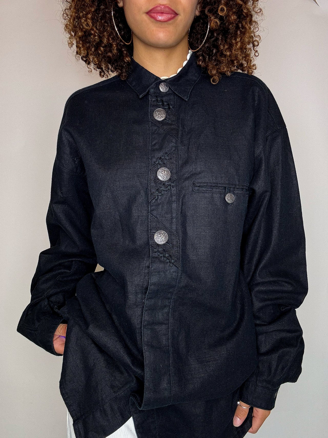 Chemise épaisse à bouton bijoux