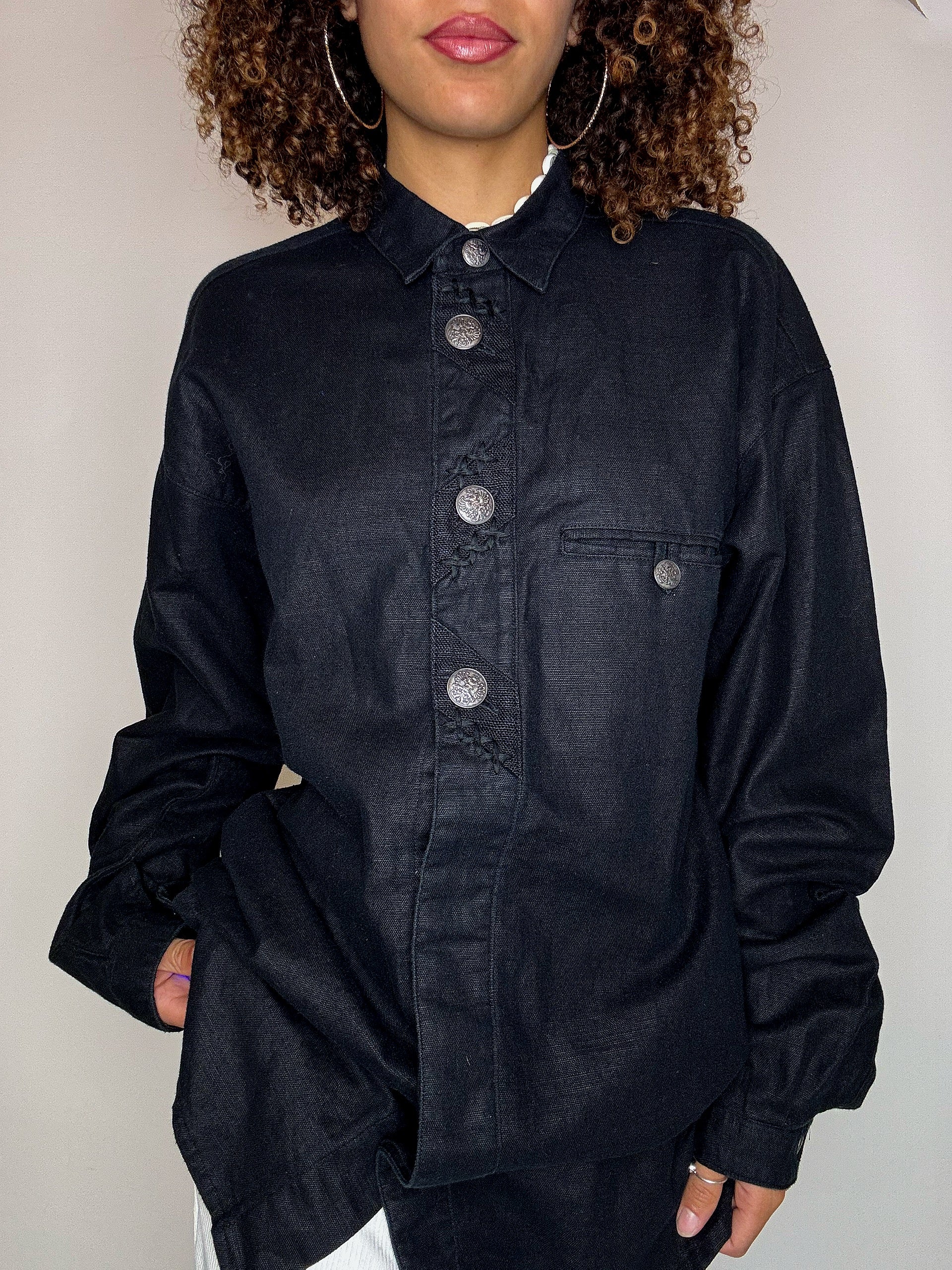 Chemise épaisse à bouton bijoux