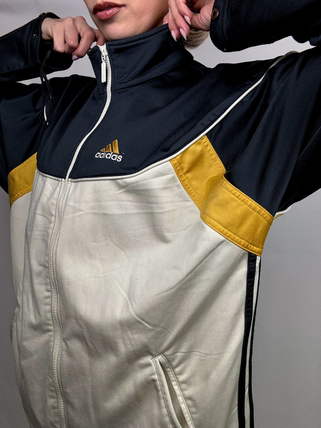 Vintage ADIDAS XL tri-color nylon jacket