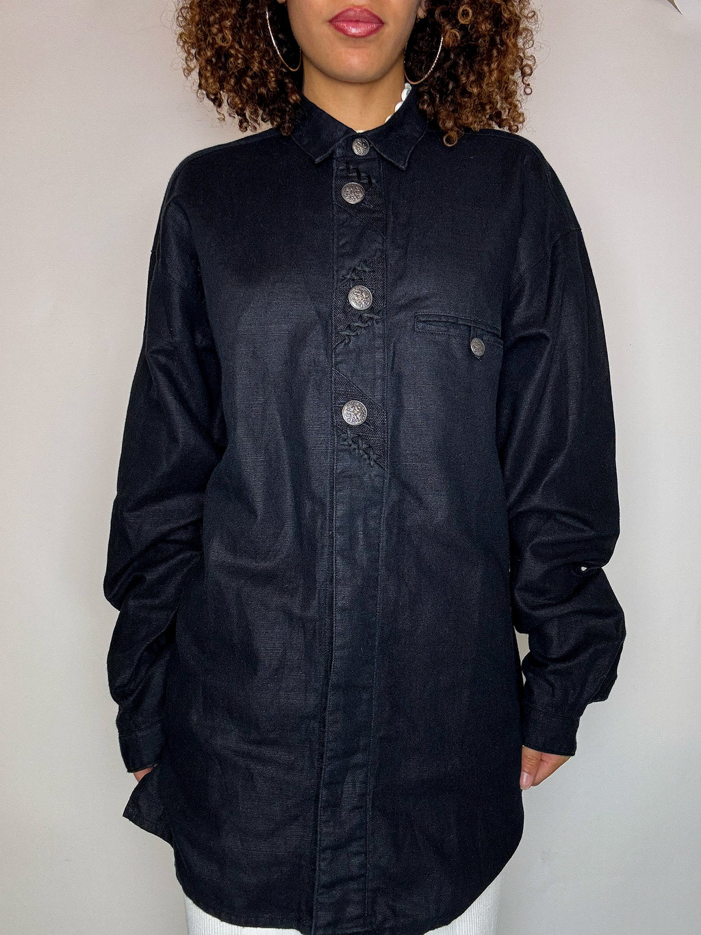 Chemise épaisse à bouton bijoux