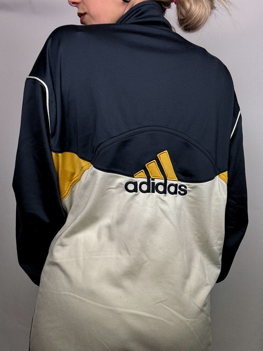 Vintage ADIDAS XL tri-color nylon jacket