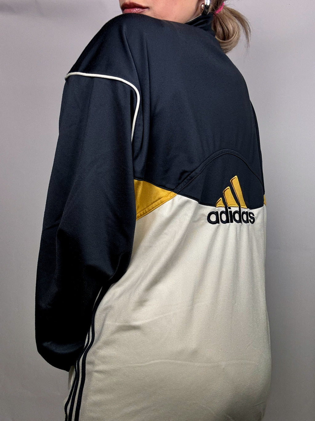 Vintage ADIDAS XL tri-color nylon jacket