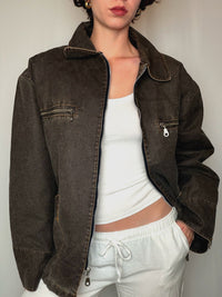 Veste en jean doublée brune XL vintage