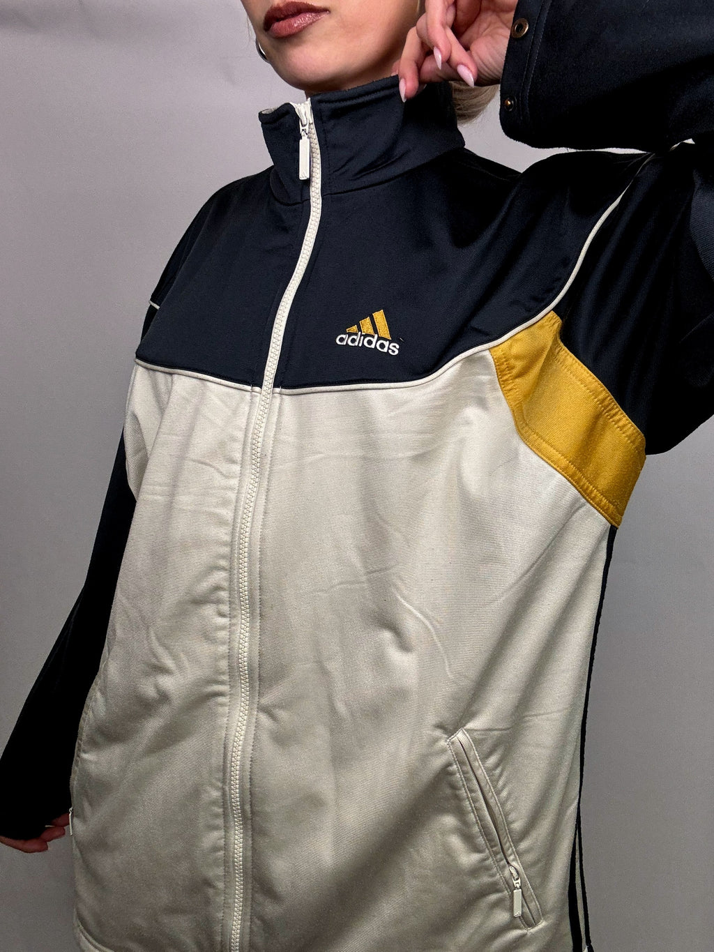 Vintage ADIDAS XL tri-color nylon jacket