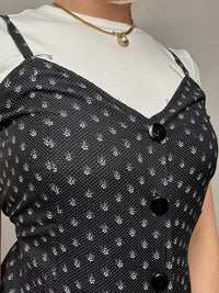 Robe imprimée noire et blanche S/M vintage
