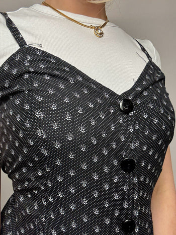 Robe imprimée noire et blanche S/M vintage