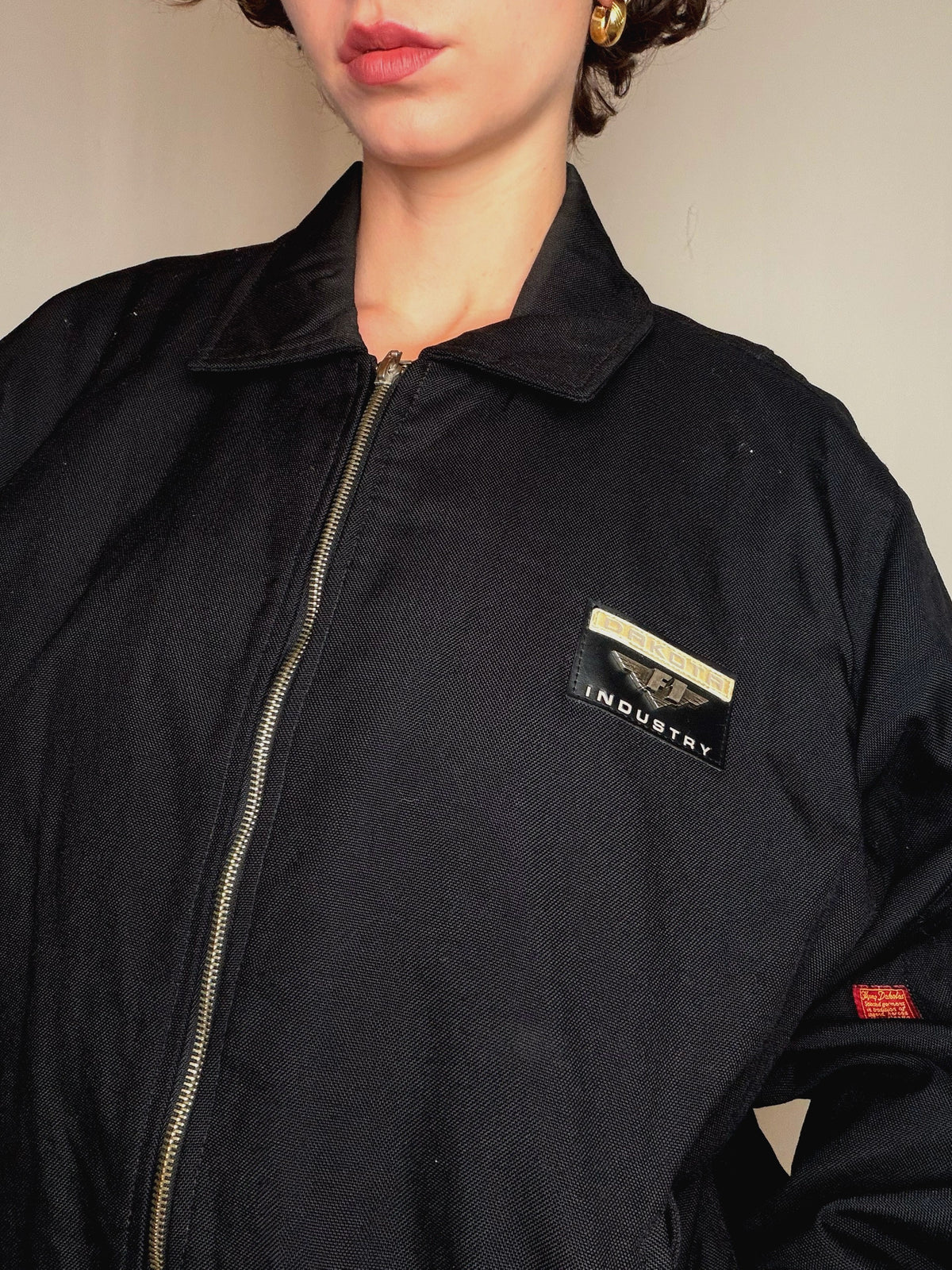 Bomber noir avec détails L vintage