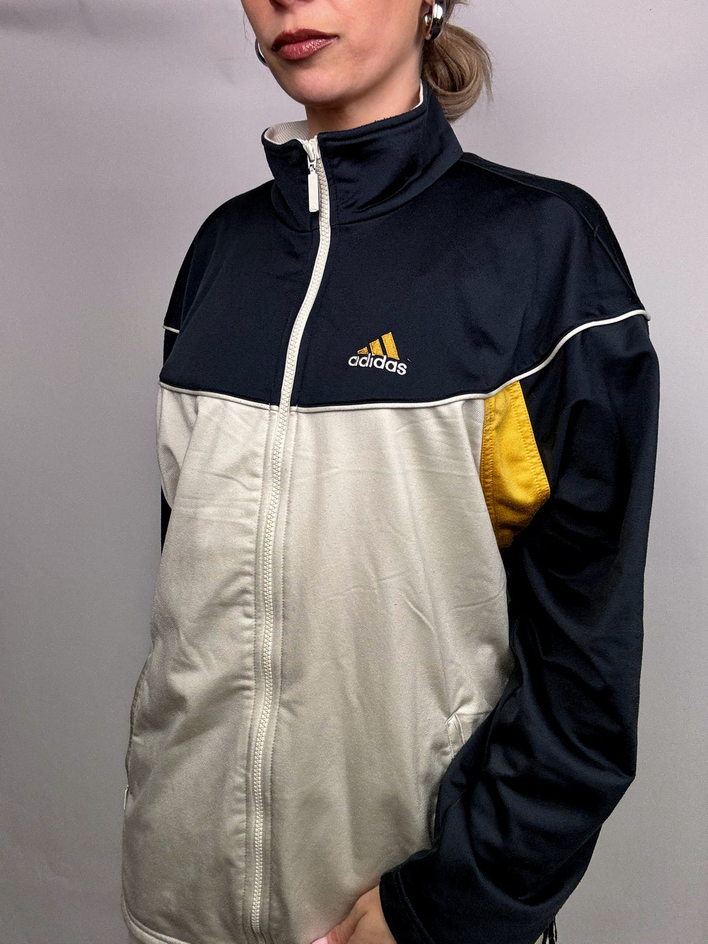 Vintage ADIDAS XL tri-color nylon jacket