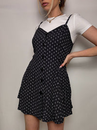 Robe imprimée noire et blanche S/M vintage