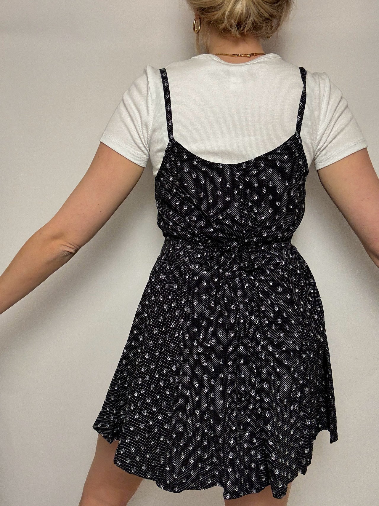 Robe imprimée noire et blanche S/M vintage
