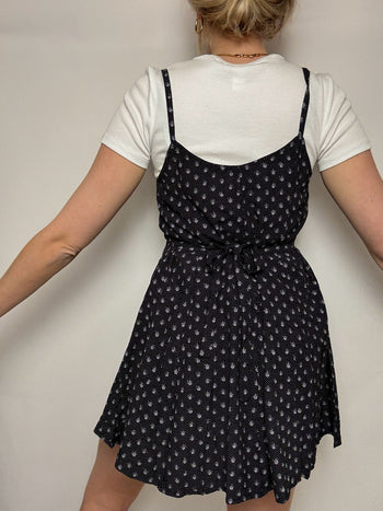 Robe imprimée noire et blanche S/M vintage