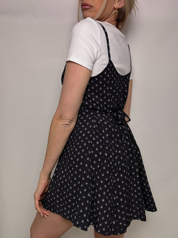 Robe imprimée noire et blanche S/M vintage