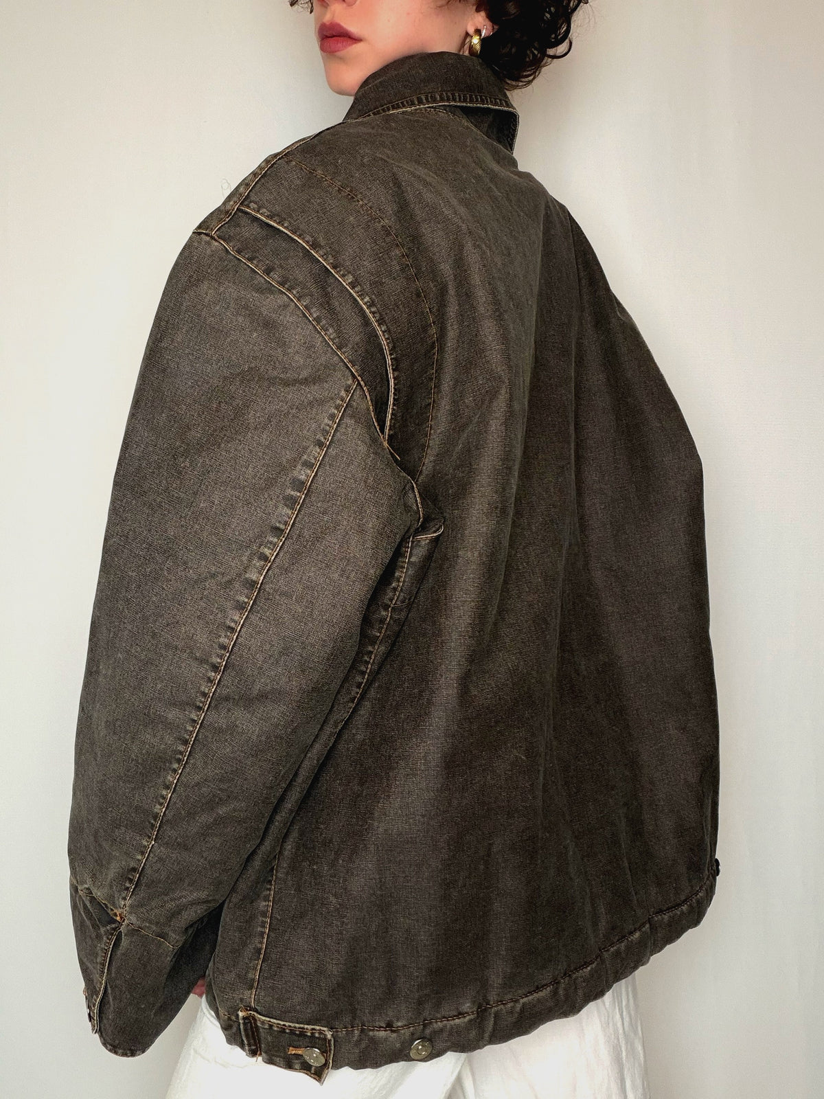 Veste en jean doublée brune XL vintage