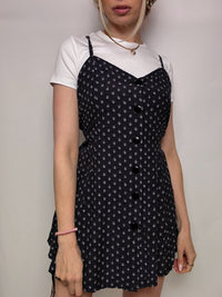 Robe imprimée noire et blanche S/M vintage