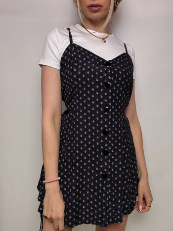 Robe imprimée noire et blanche S/M vintage