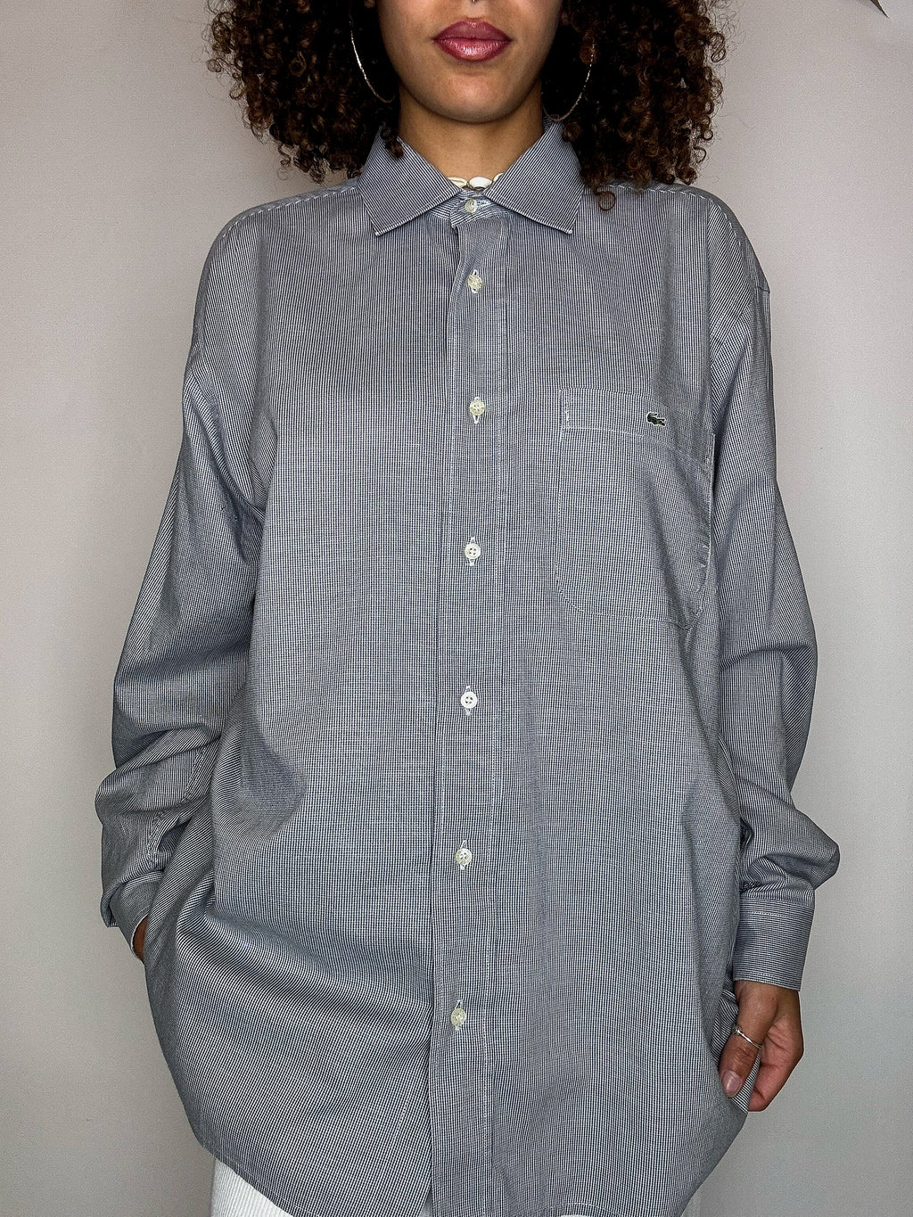 Chemise à carreaux grise LACOSTE L vintage