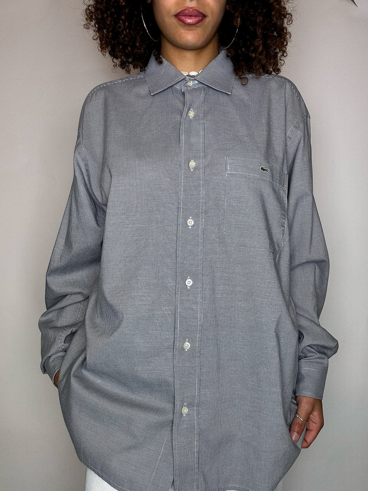 Chemise à carreaux grise LACOSTE L vintage