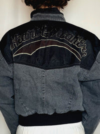 Veste en denim doublée grise S vintage