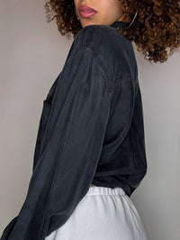 Vintage black silk shirt XL