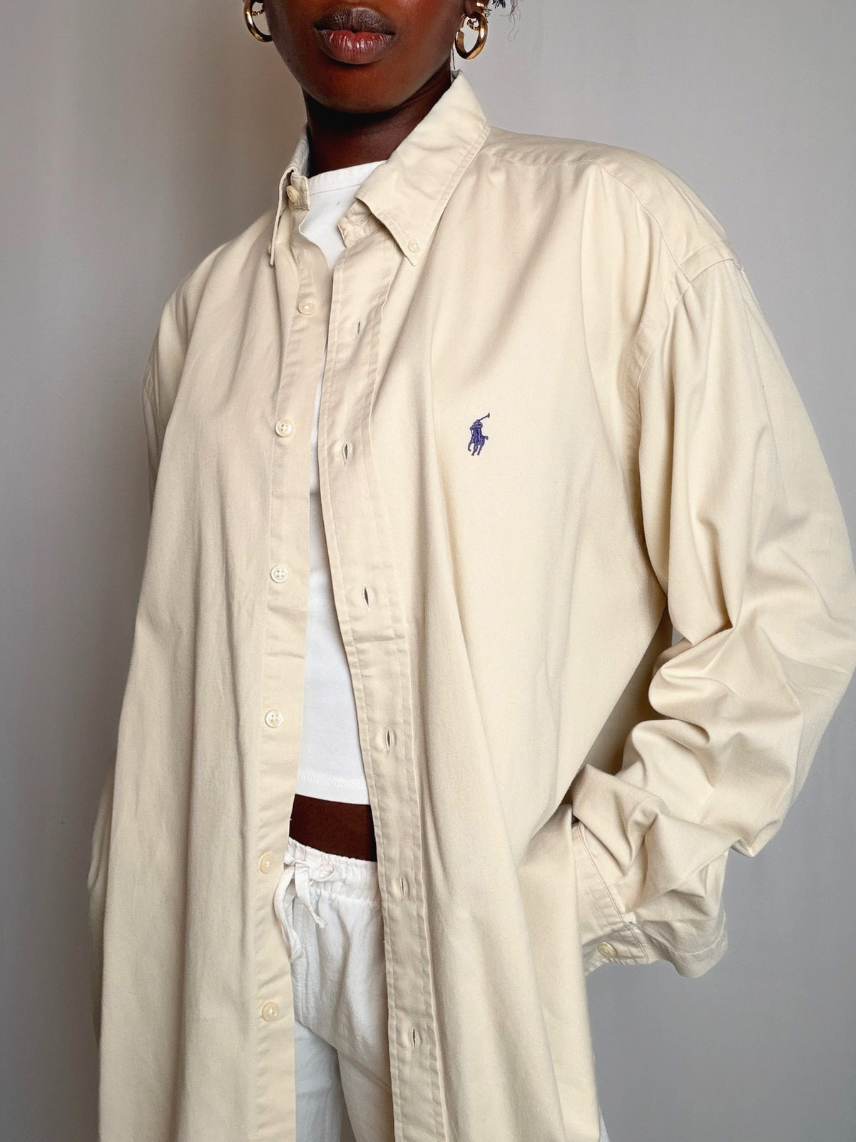 Chemise beige Ralph Lauren L vintage