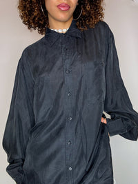 Vintage black silk shirt XL