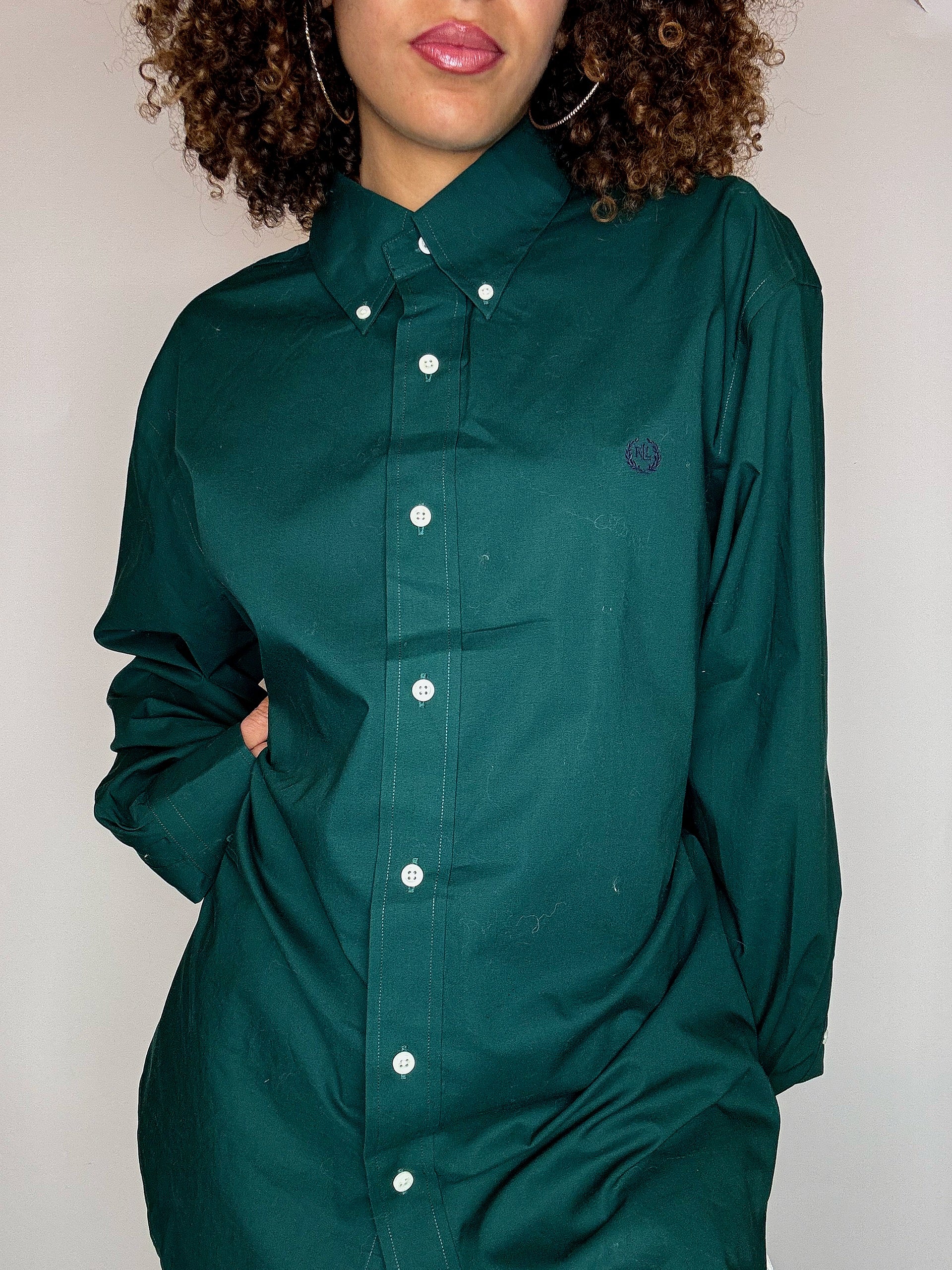 Vintage XL flaschengrünes Hemd