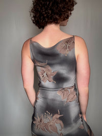 graues Blumenkleid M/L vintage