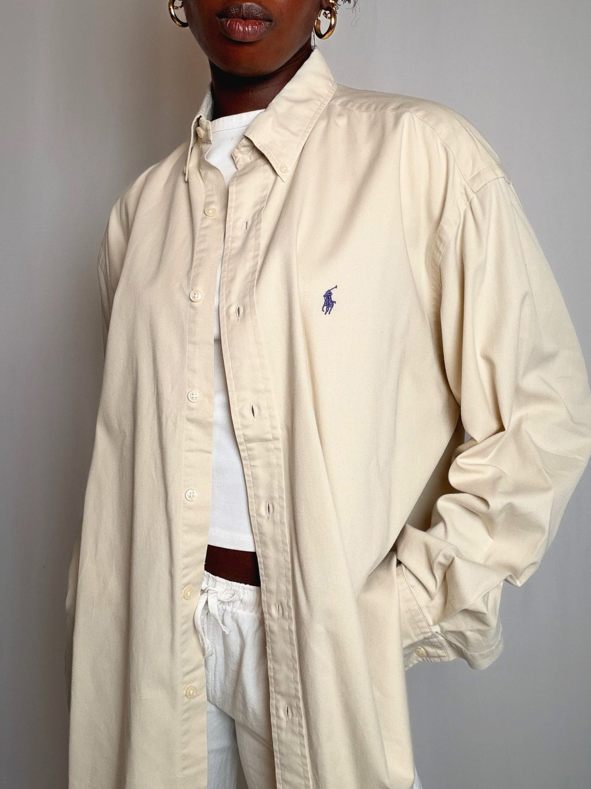 Chemise beige Ralph Lauren L vintage