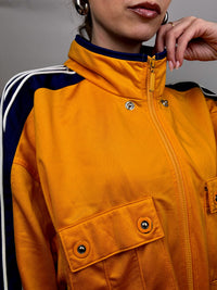 ADIDAS L Vintage Gelbe Nylonjacke mit 3/4-Ärmeln