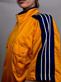ADIDAS L Vintage Gelbe Nylonjacke mit 3/4-Ärmeln