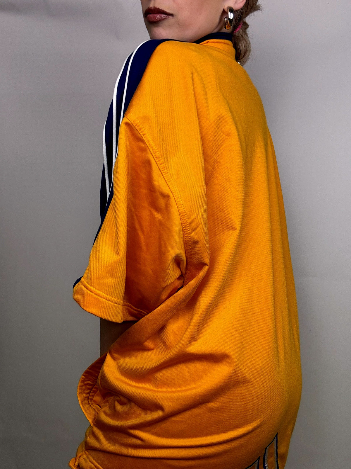 ADIDAS L Vintage Gelbe Nylonjacke mit 3/4-Ärmeln