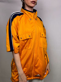 ADIDAS L Vintage Gelbe Nylonjacke mit 3/4-Ärmeln