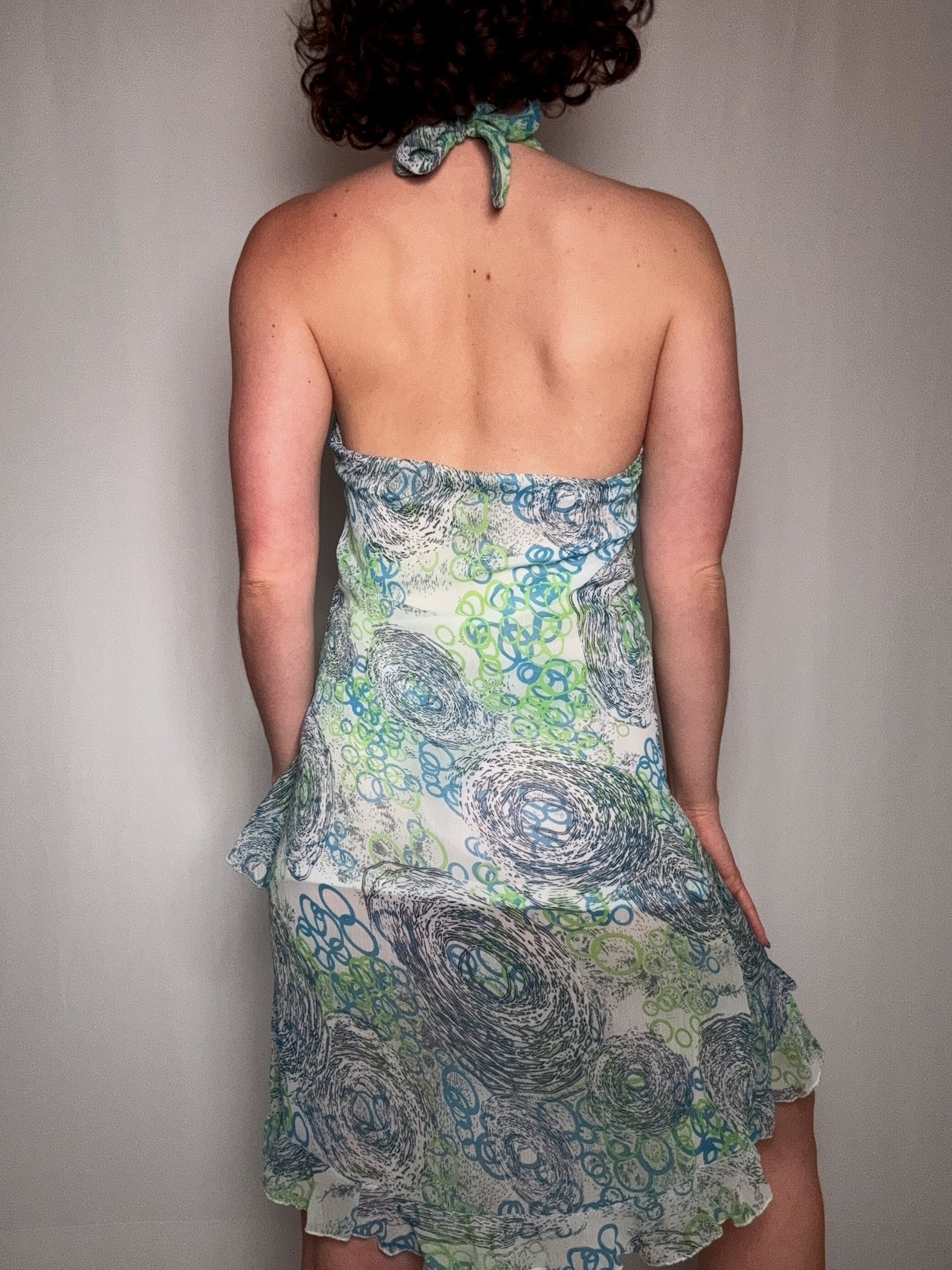 robe légère dos nu à sequins S/M vintage