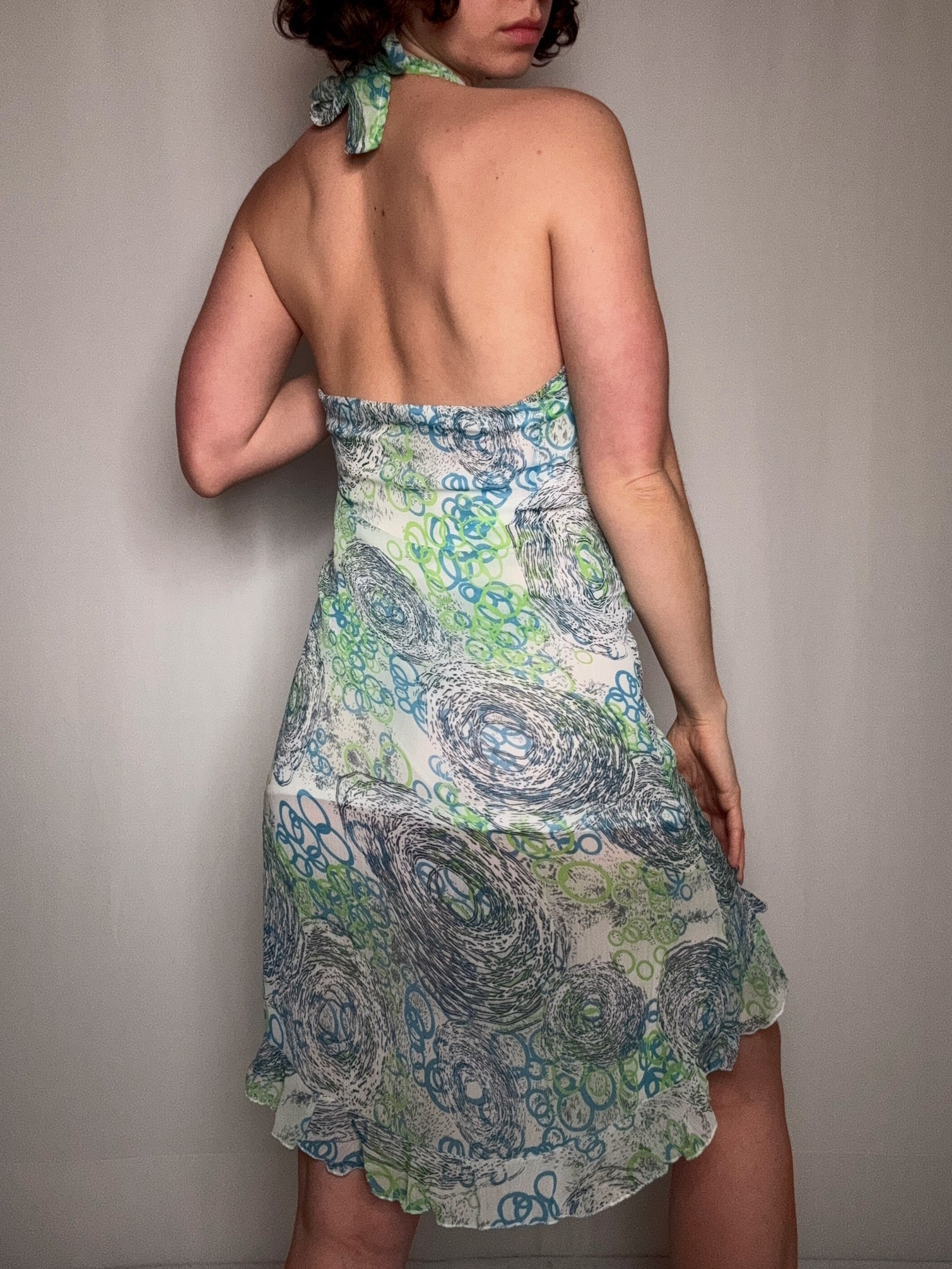 robe légère dos nu à sequins S/M vintage